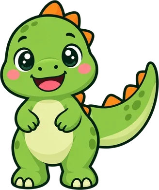 Baby dinosaur, one of the animal friends in Pip Says