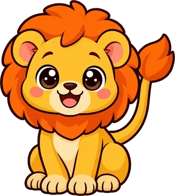 Lion cub, one of the animal friends in Pip Says